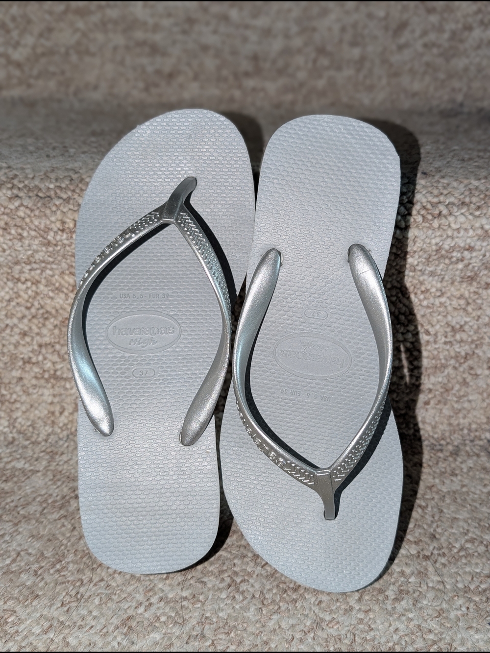 Havaianas Women's High Wedge Silver Metallic Slim Sandals